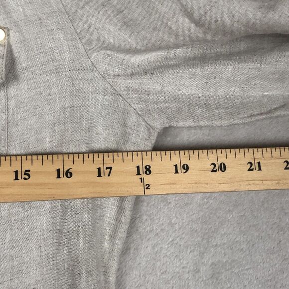 CHICO'S 100% Linen Shirt Sz 0 US Small Light Gray Beige 3/4 Sleeve‎ Pockets Zip - Picture 5 of 7